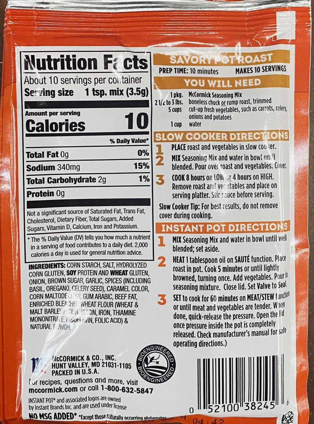 Slow Cooker Pot Roast Seasoning Mix 1.3oz 2 PACK H26487