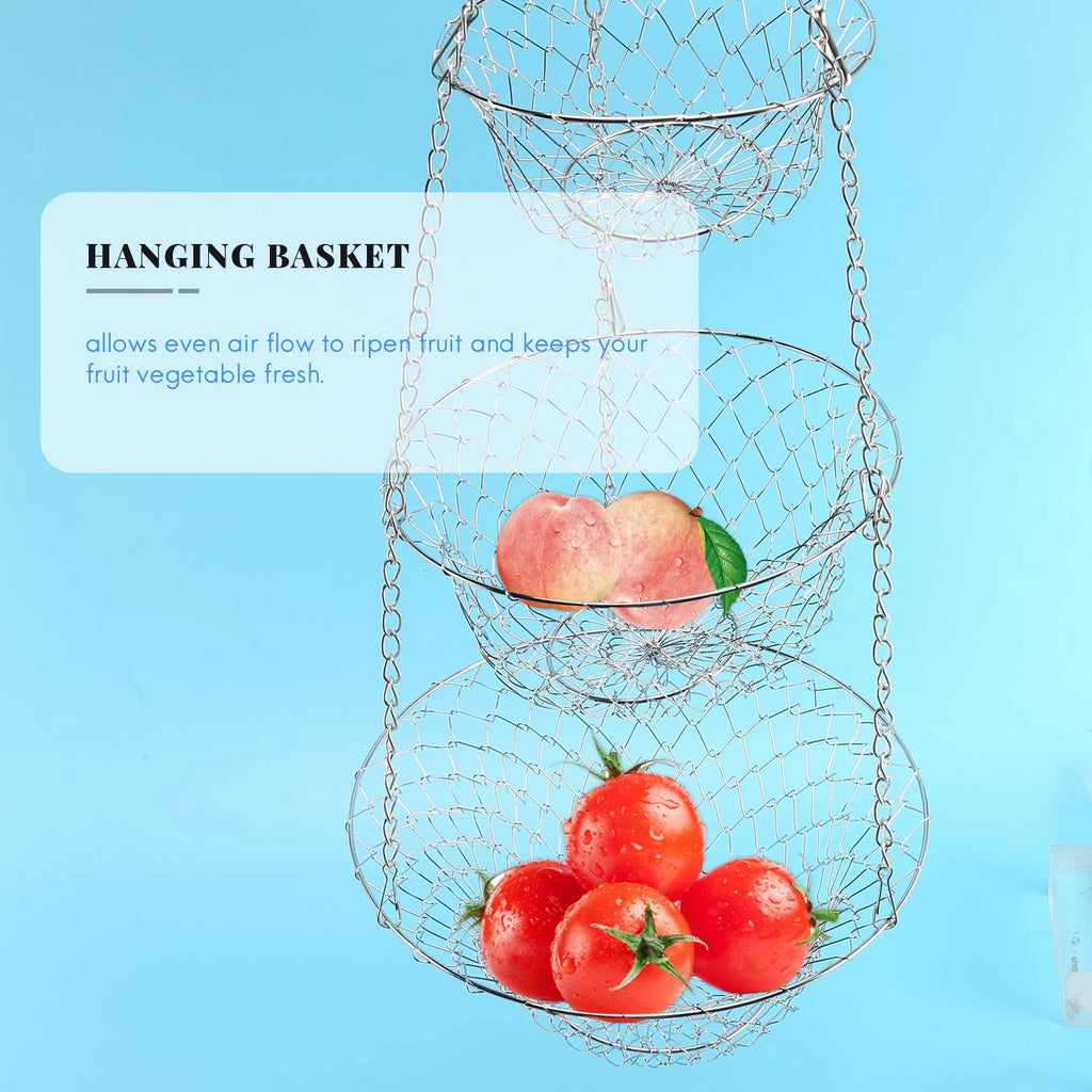 Silver 3 Tier Hanging Fruit Basket B595524
