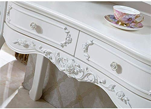 Solid Carved Dressing Vanity Table with Stool U6873