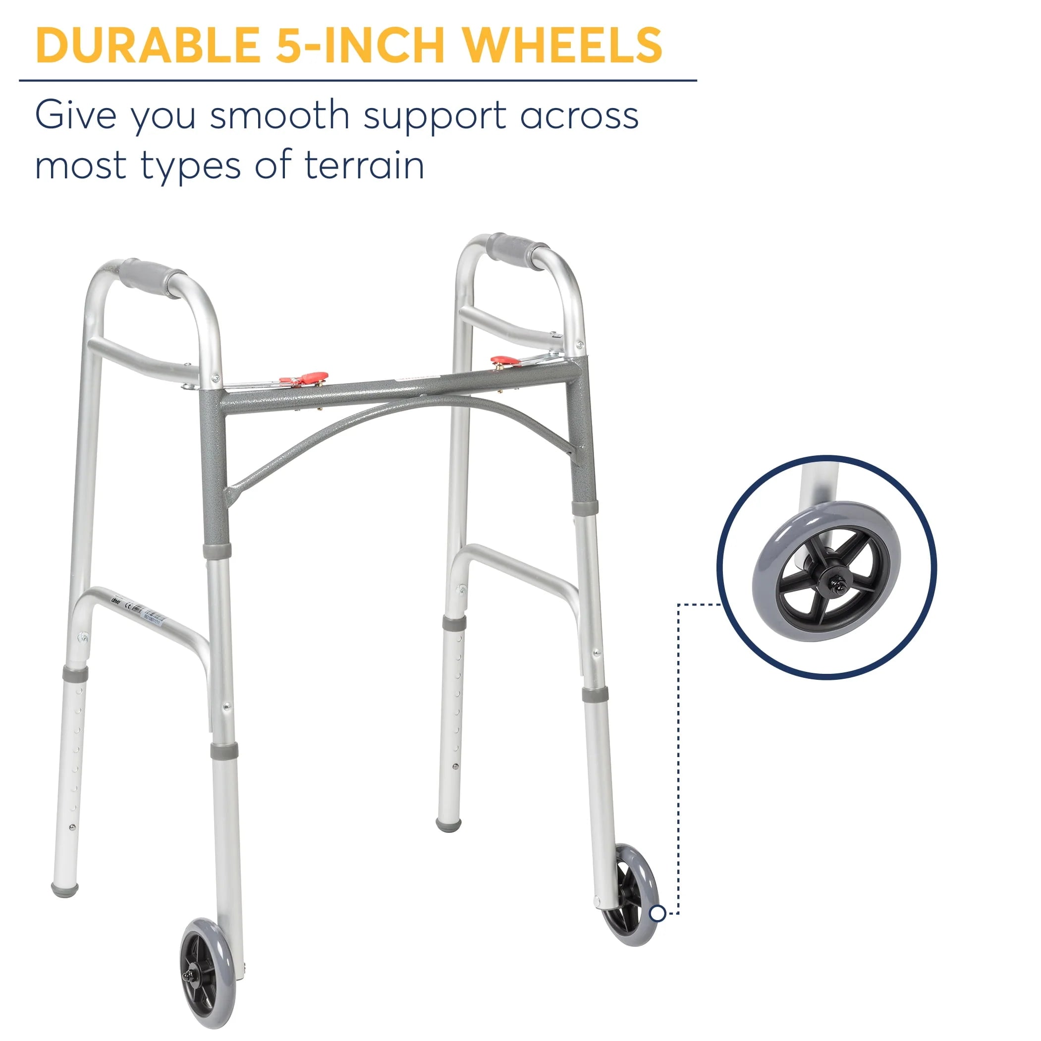 Two Button Folding Walker with 5 Wheels I8846