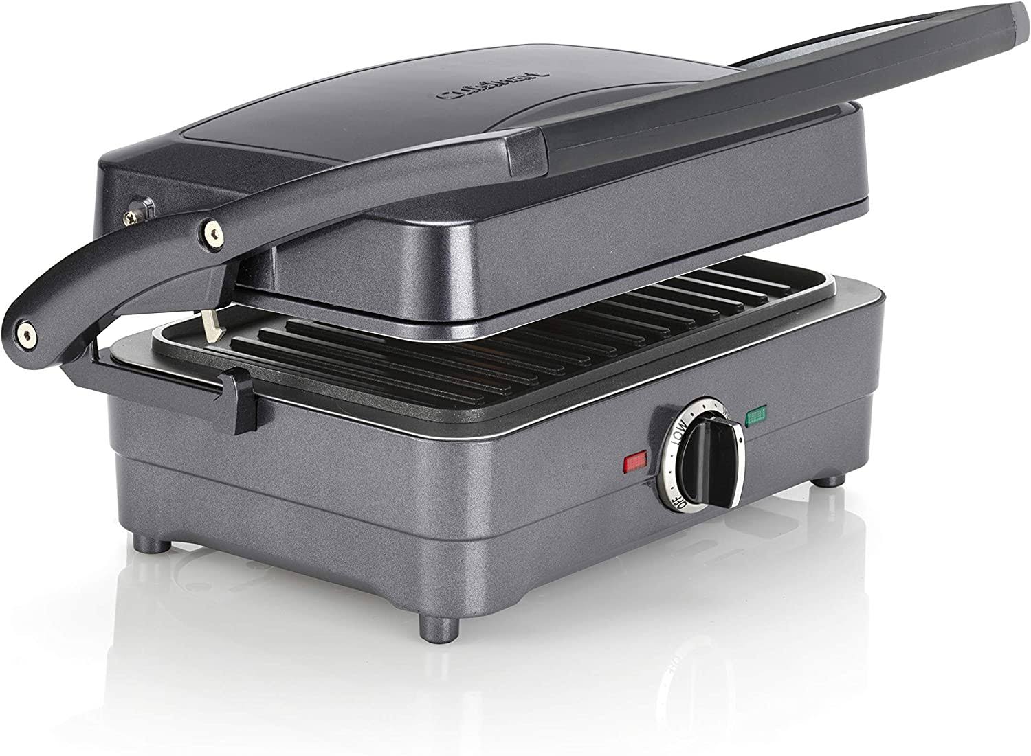 2-in-1 Non-Stick Grill and Sandwich Maker, Midnight Grey H48994