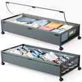 Cyan-gray 2 Pack Under Bed Storage Containers with Wheels and Lid W496