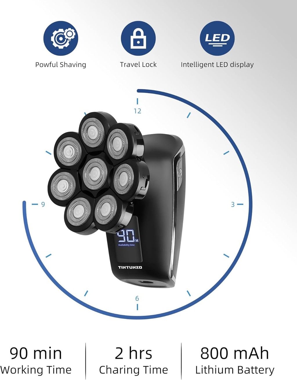 Electric Head Shaver, Cordless, Rechargeable, Pack of 2 B292508