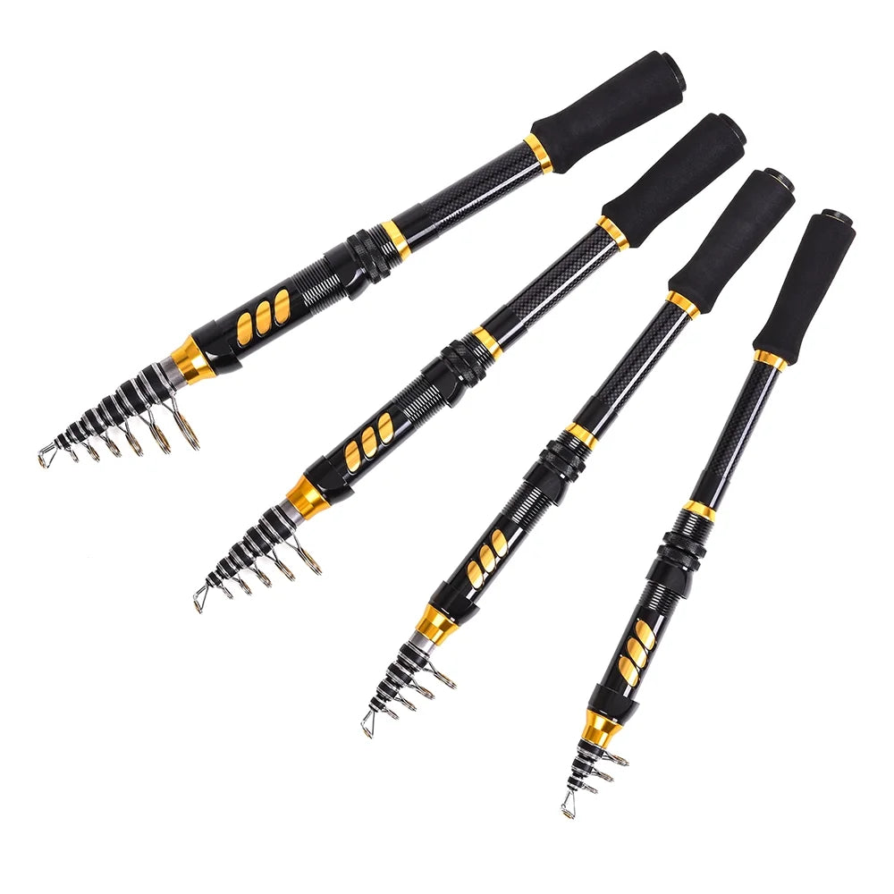 Telescopic Fishing Rod and Reel Combo Kit with 100M Fishing Line Lures Hooks Jig Head and Carrier Bag I491
