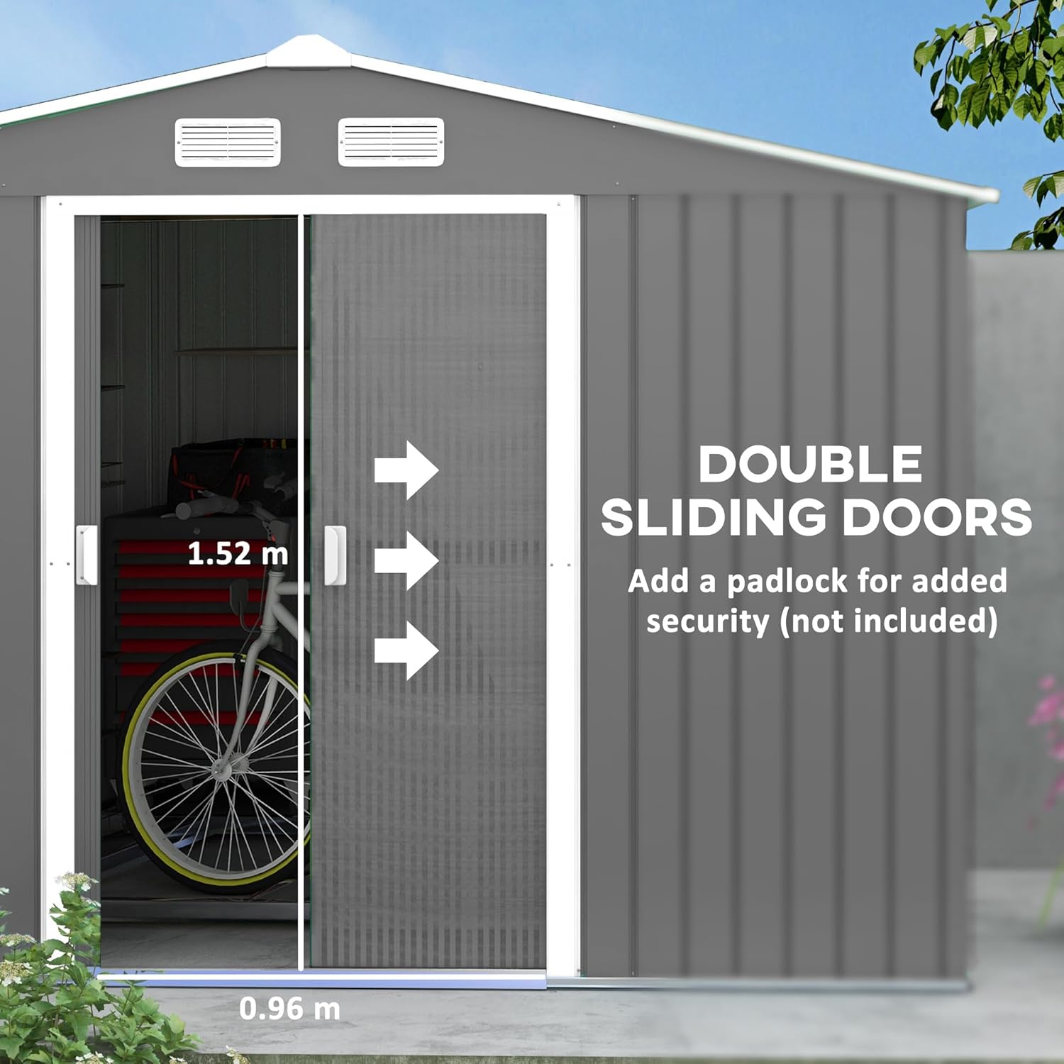 Gray Outdoor Storage Shed with Foundation Kit O33833