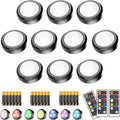 10 Pack 7 Colors Dimmable LED Puck Lights with Remote D512