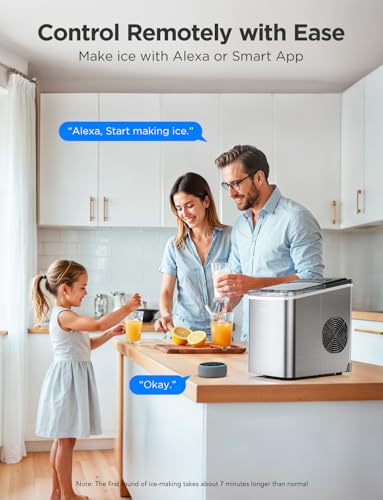 Smart Countertop Ice Maker Machine with Self-Cleaning, 26lbs/24Hrs, Stainless Silver U2144