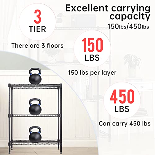 Black 4 Tier Steel Wire Shelving Unit H913