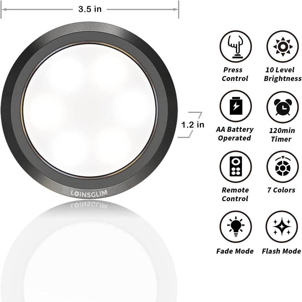 10 Pack 7 Colors Dimmable LED Puck Lights with Remote D512