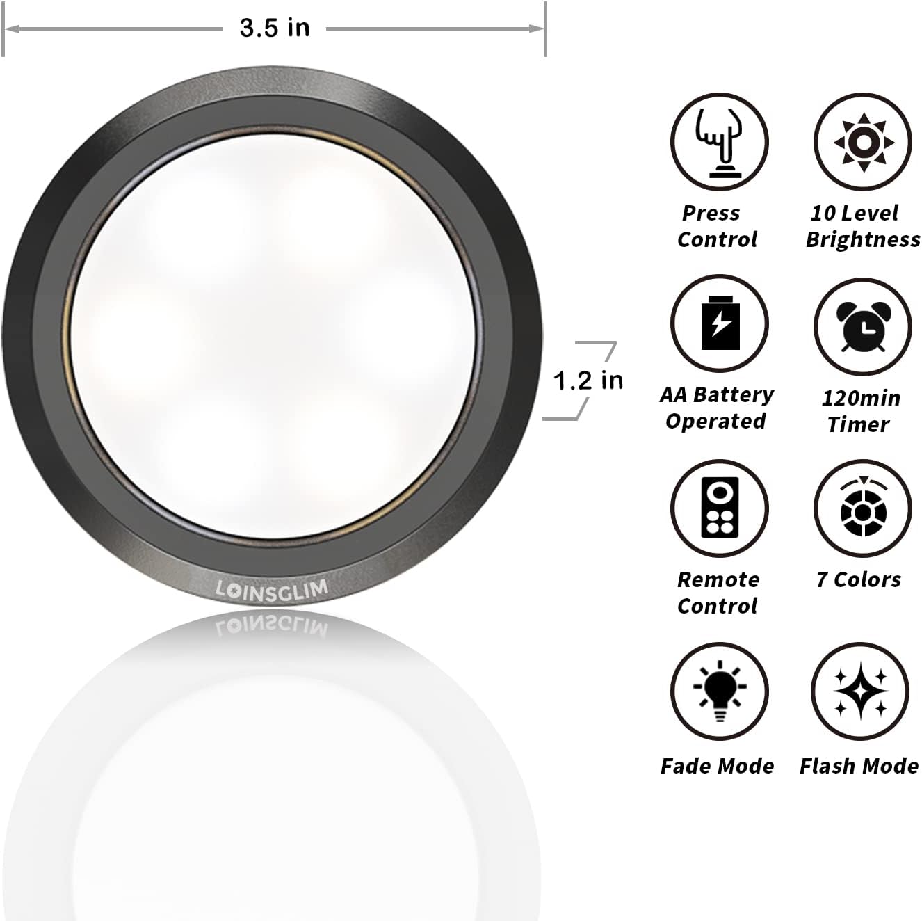10 Pack 7 Colors Dimmable LED Puck Lights with Remote D512