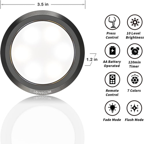 10 Pack 7 Colors Dimmable LED Puck Lights with Remote D512