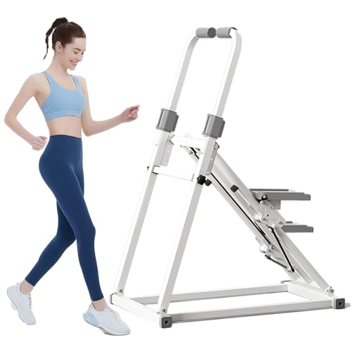 Compact Adjustable Stair Stepper Machine with Handles White X438