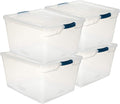 Clear 71 QT Pack of 4 Stackable Large Storage Containers with Latching Clear Lids G30462