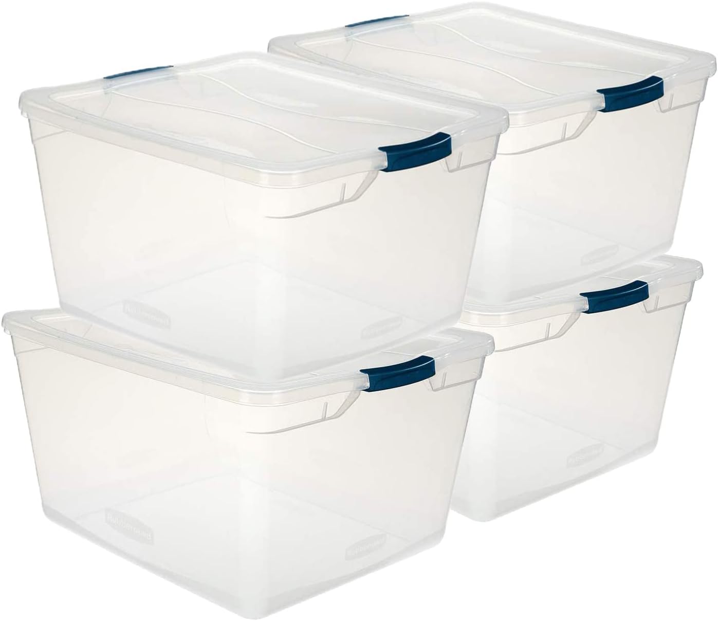 Clear 71 QT Pack of 4 Stackable Large Storage Containers with Latching Clear Lids G30462