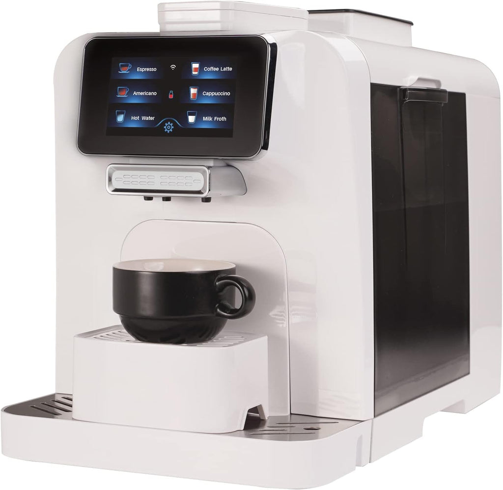 Super Automatic Espresso Coffee Machine with Milk Jug, Built-in Small Refrigerator, Controlled by WIFI Connection (White) C837