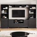 Black 4-Piece TV Stand with 13 Shelves, 8 Drawers and 2 Cabinets P58347