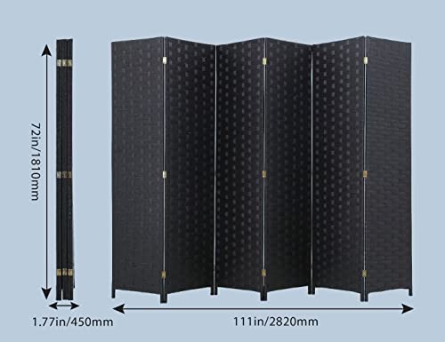 6 Panel Wood Mesh Woven Room Divider C24696