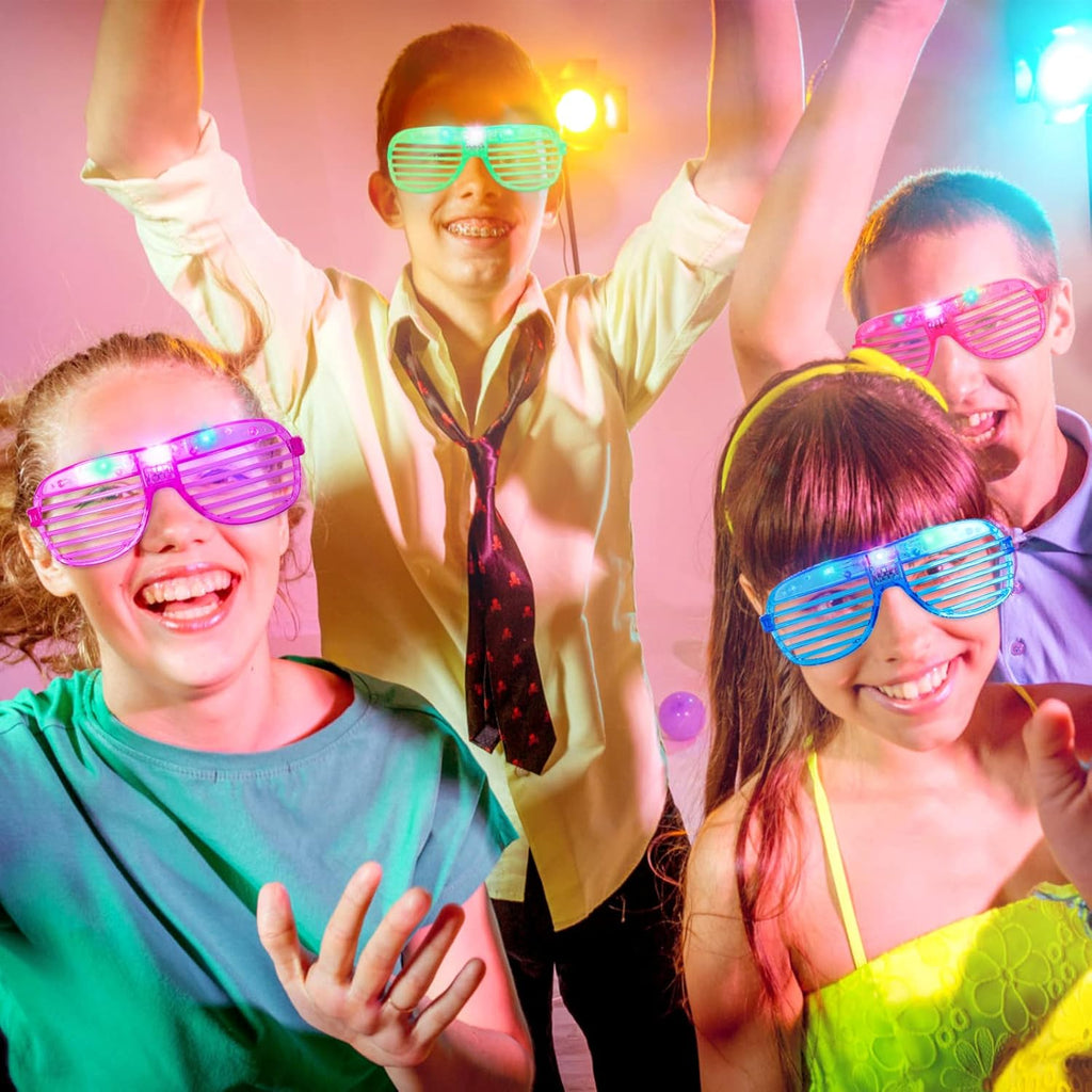 15 Pack LED Glow in The Dark Plastic Glasses G815159
