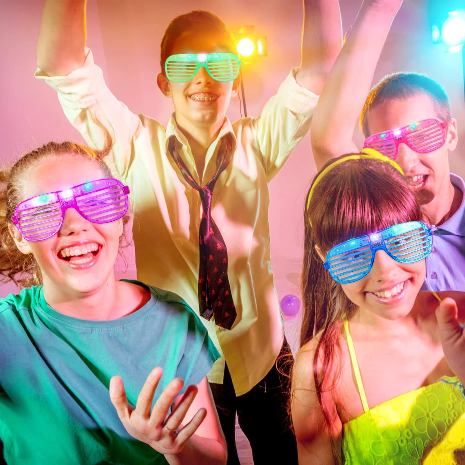 15 Pack LED Glow in The Dark Plastic Glasses G815159