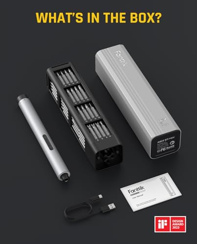 Grey Mini Electric Screwdriver Set with 50-in-1 Magnetic Bits U7967