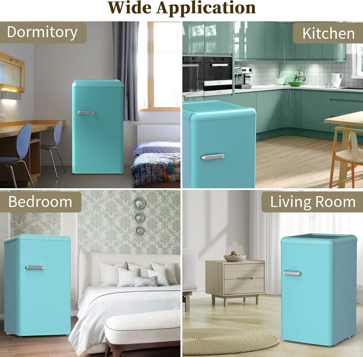 Retro Mini Fridge with Freezer 3.6 Cu.Ft. Single Door Blue I946
