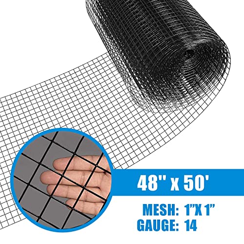14 Gauge Black Vinyl Coated Welded Wire Mesh 1 inch by 1 inch (2 ft. x 50 ft.) X1253