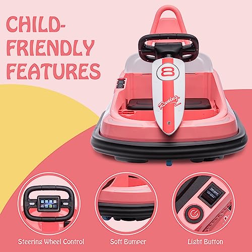 6V Electric Ride On Bumper Car for Toddlers, Bright-Pink Y90780