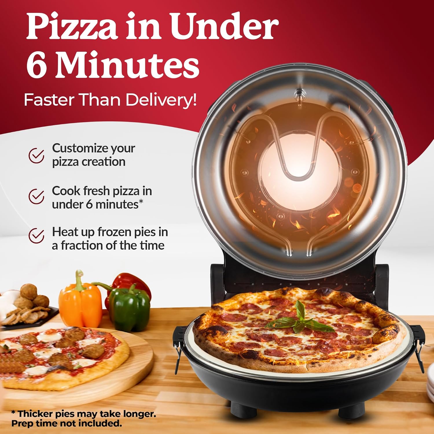 12 Inch Electric Pizza Oven with Pizza Cutter, Pizza Slicer and Serving Tray O604289