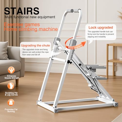 Compact Adjustable Stair Stepper Machine with Handles White X438