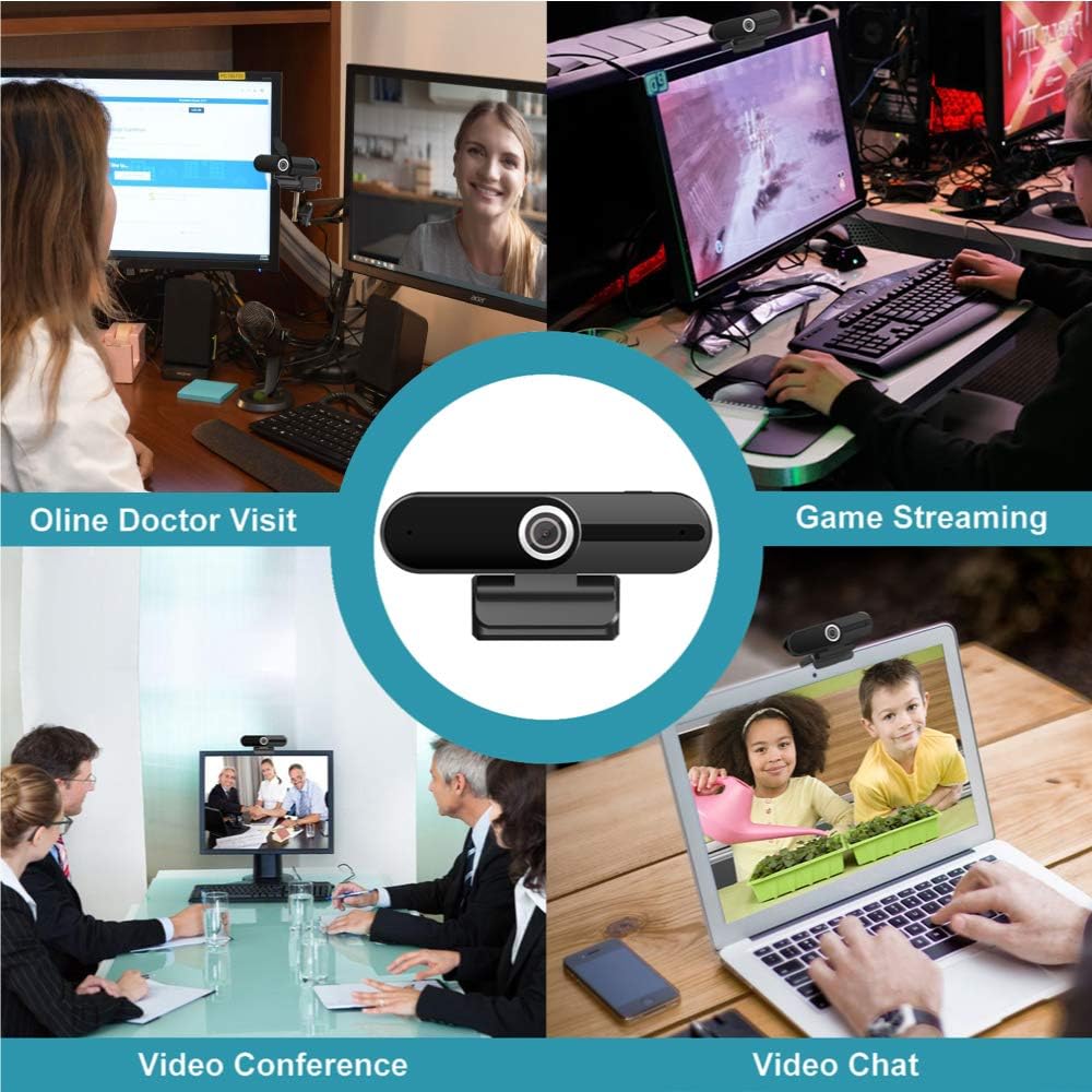 4K Webcam with Microphone 8MP USB 1080P Privacy Cover Mini Tripod Pack of 2 E932336