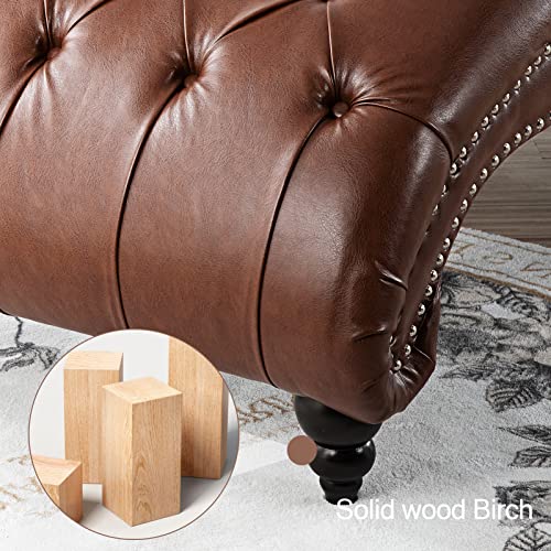 Brown Leather Lounge Chair with Nailhead Trim E145675