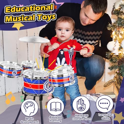 Blue 5 Drums Kids Jazz Drum Set with Stool M21715