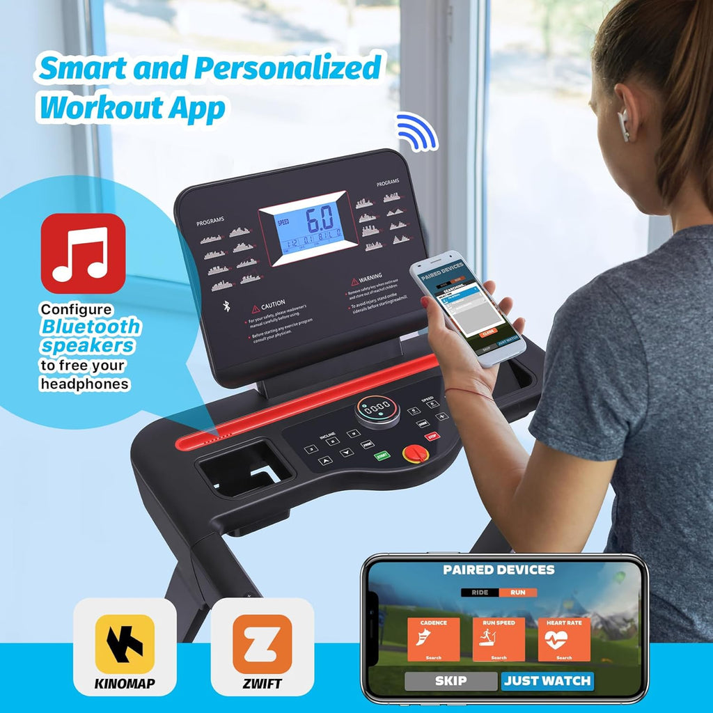 Folding Treadmill with Auto Incline, Heart Sensor, 3.5 HP, 8.7 MPH, 48in*18in Running Area C62743