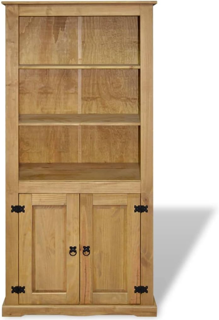 Mexican Pine Cupboard with 3 Open Shelves and 1 Cabinet with 2 Shelves, 31.5"x15.7"x66.9" V2169
