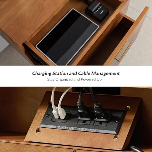 Acorn Wood Nightstand with USB Ports M1882