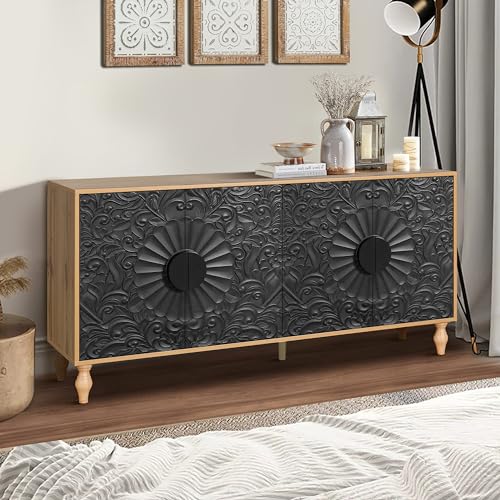 Black+White Wood Sideboard Buffet Cabinet with Storage S627