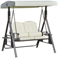 Beige 2-Person Patio Swing Bench with Canopy I2932