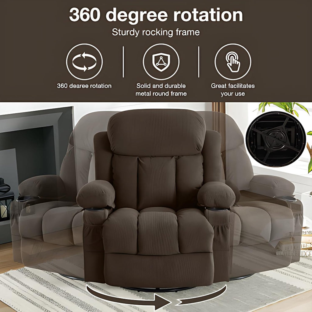 Brown Swivel Massage Recliner Sofa I206