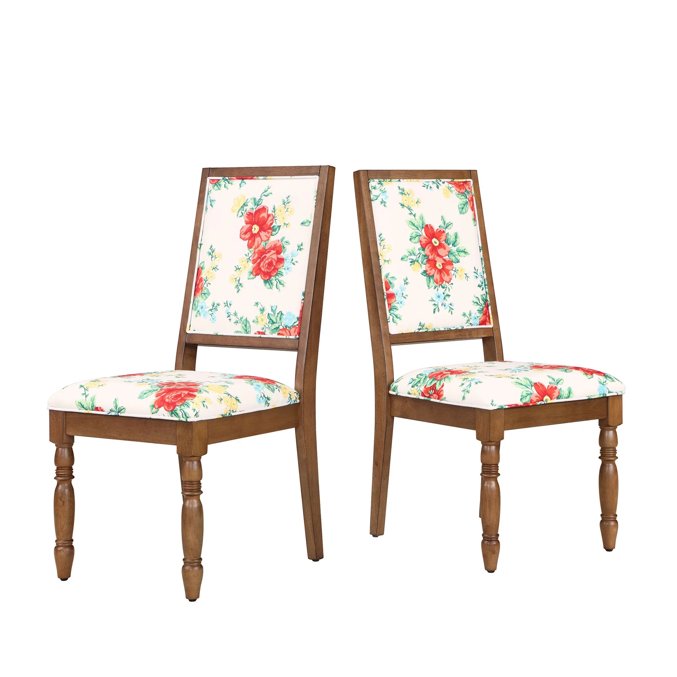 Set of 2 Solid Wood Dining Chairs, Walnut Finish R276209