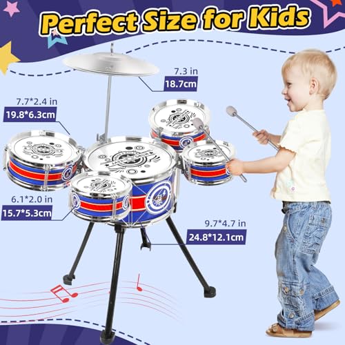 Blue 5 Drums Kids Jazz Drum Set with Stool M21715