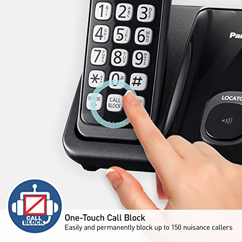 Black Cordless Phone System with 3 Handset S68155