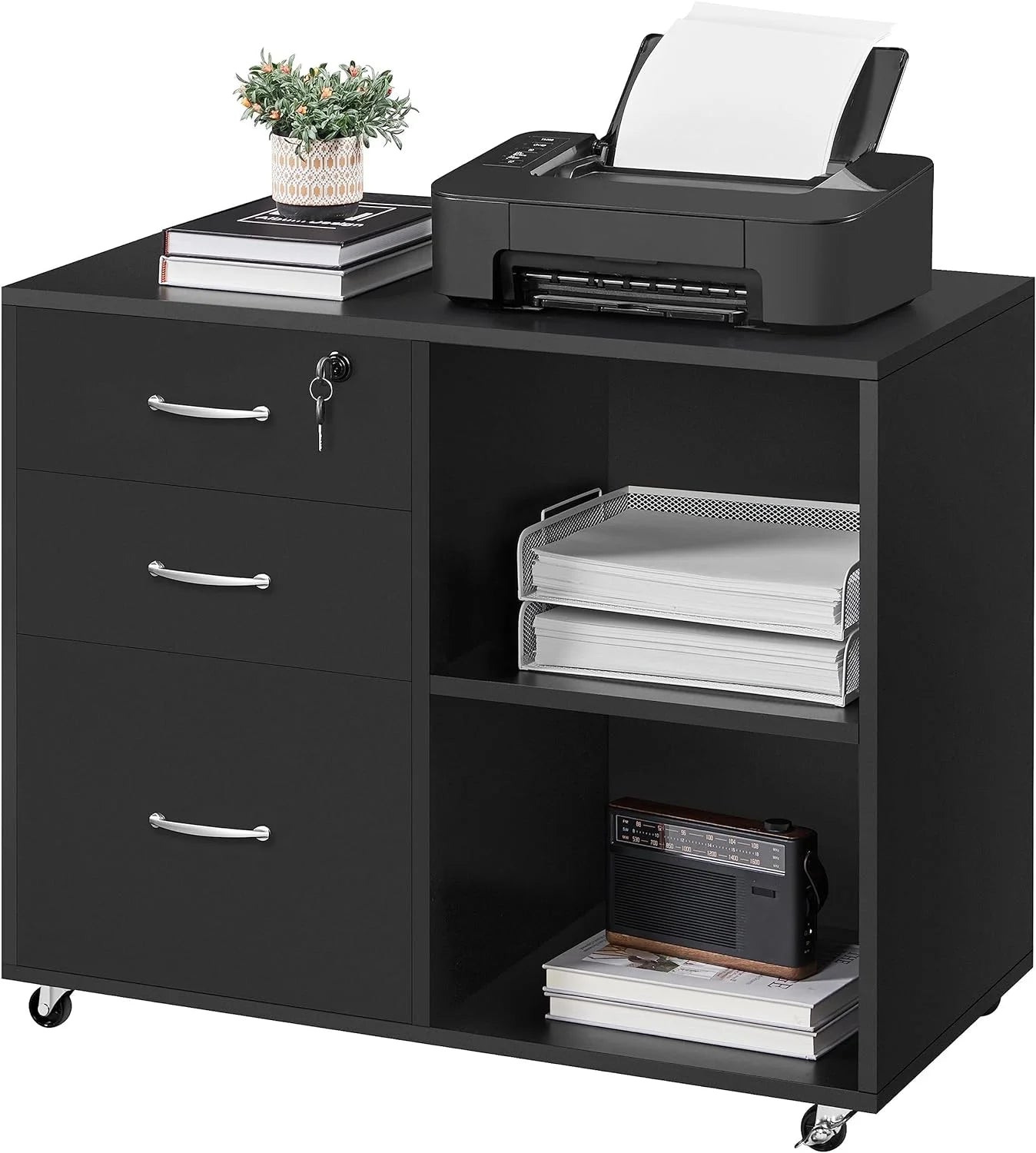 Black 3 Drawer Lateral Filing Cabinet H62144