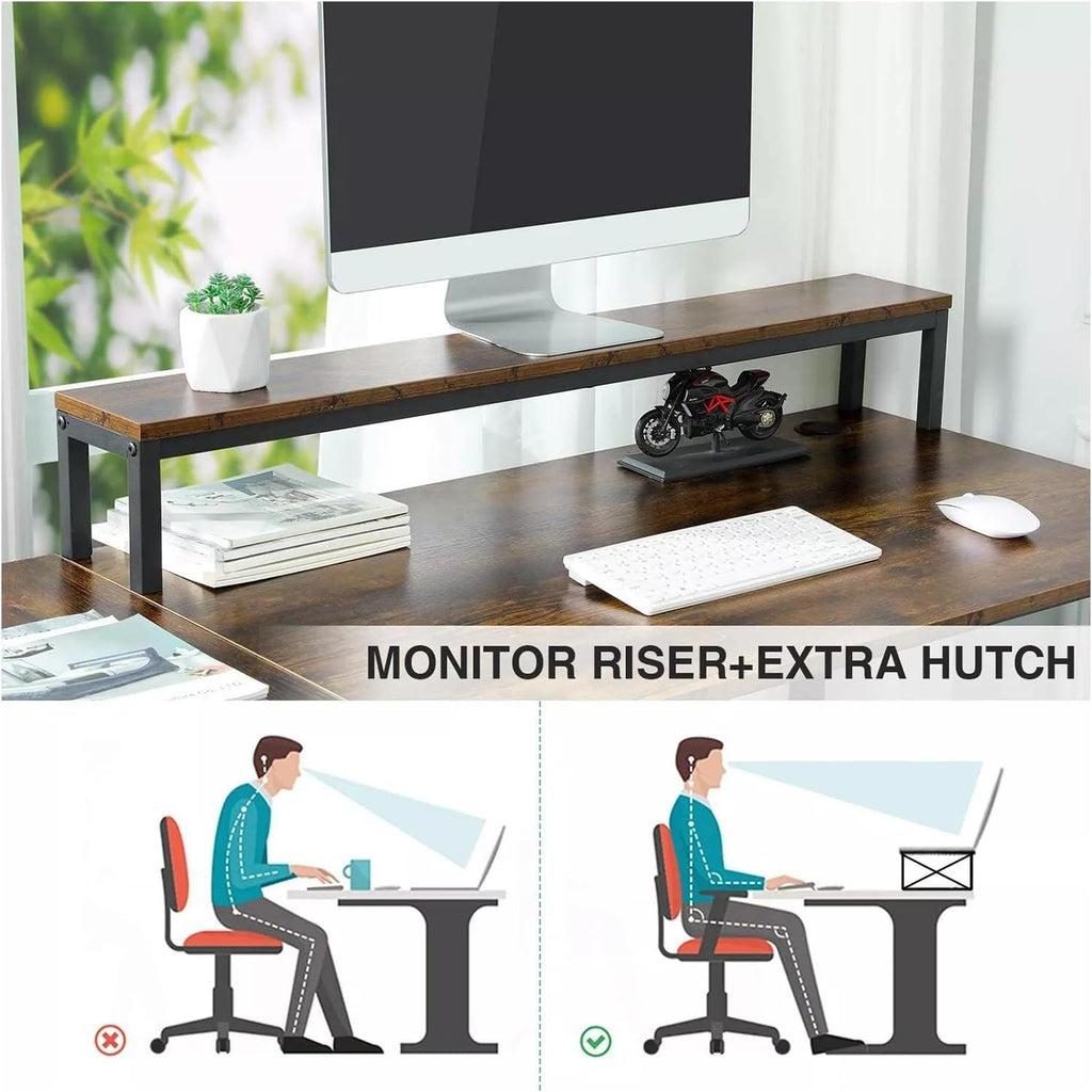 Brown 95 Inches Extra Long Double Desk Wood G406404