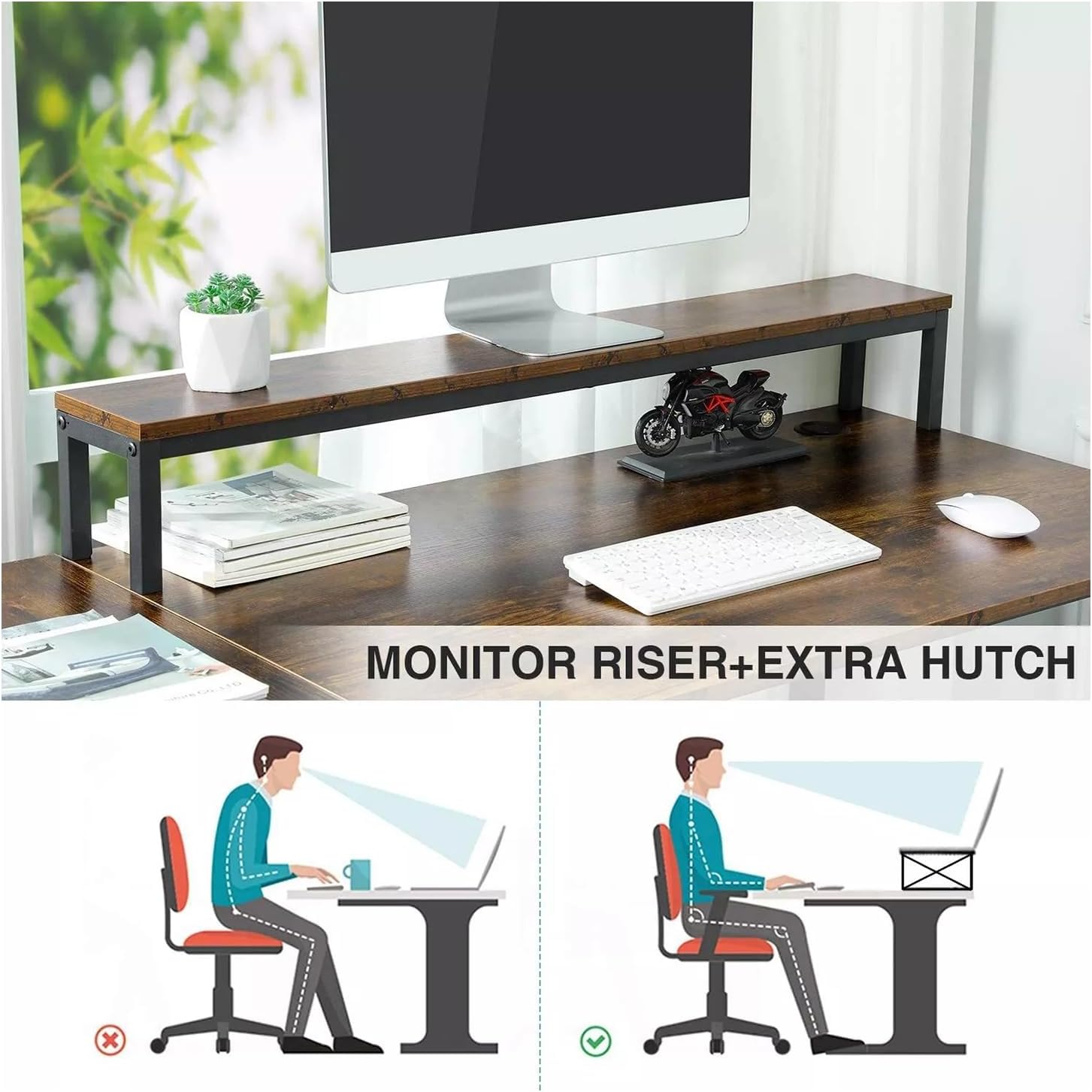 Brown 95 Inches Extra Long Double Desk Wood G406404