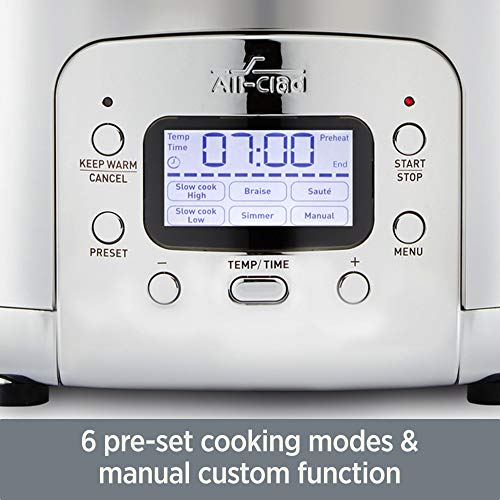 5 Quart 7-in-1 Electric Slow Cooker with Stainless Steel and Cast Iron C1123