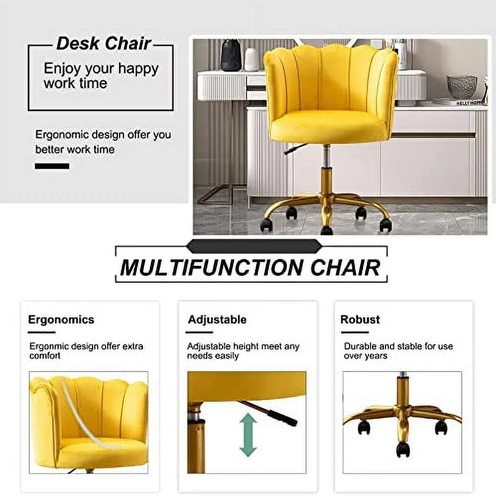 Velvet Desk Chair with Gold Base H194