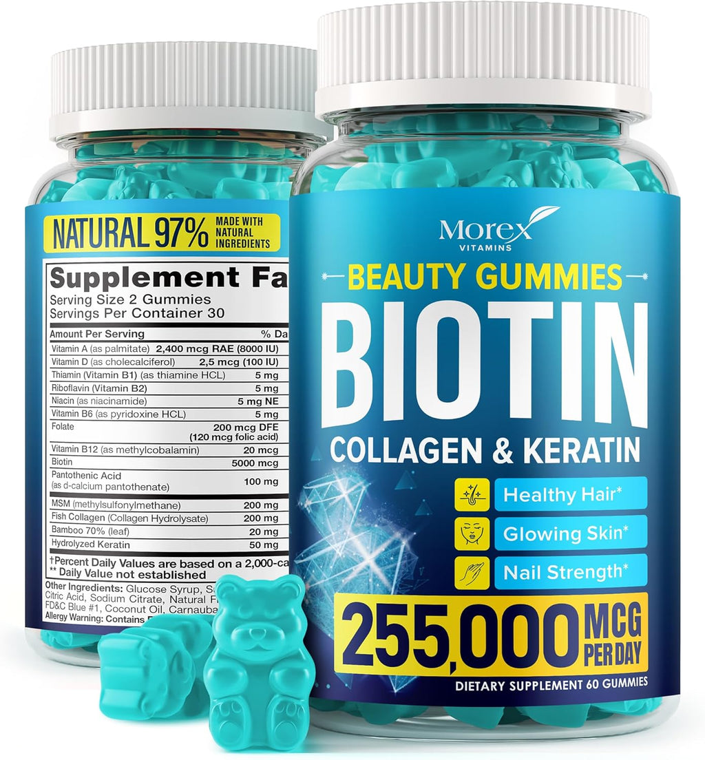 Biotin Multivitamin Gummies for Hair, Skin & Nails with Collagen & Keratin - 60 Psc S286