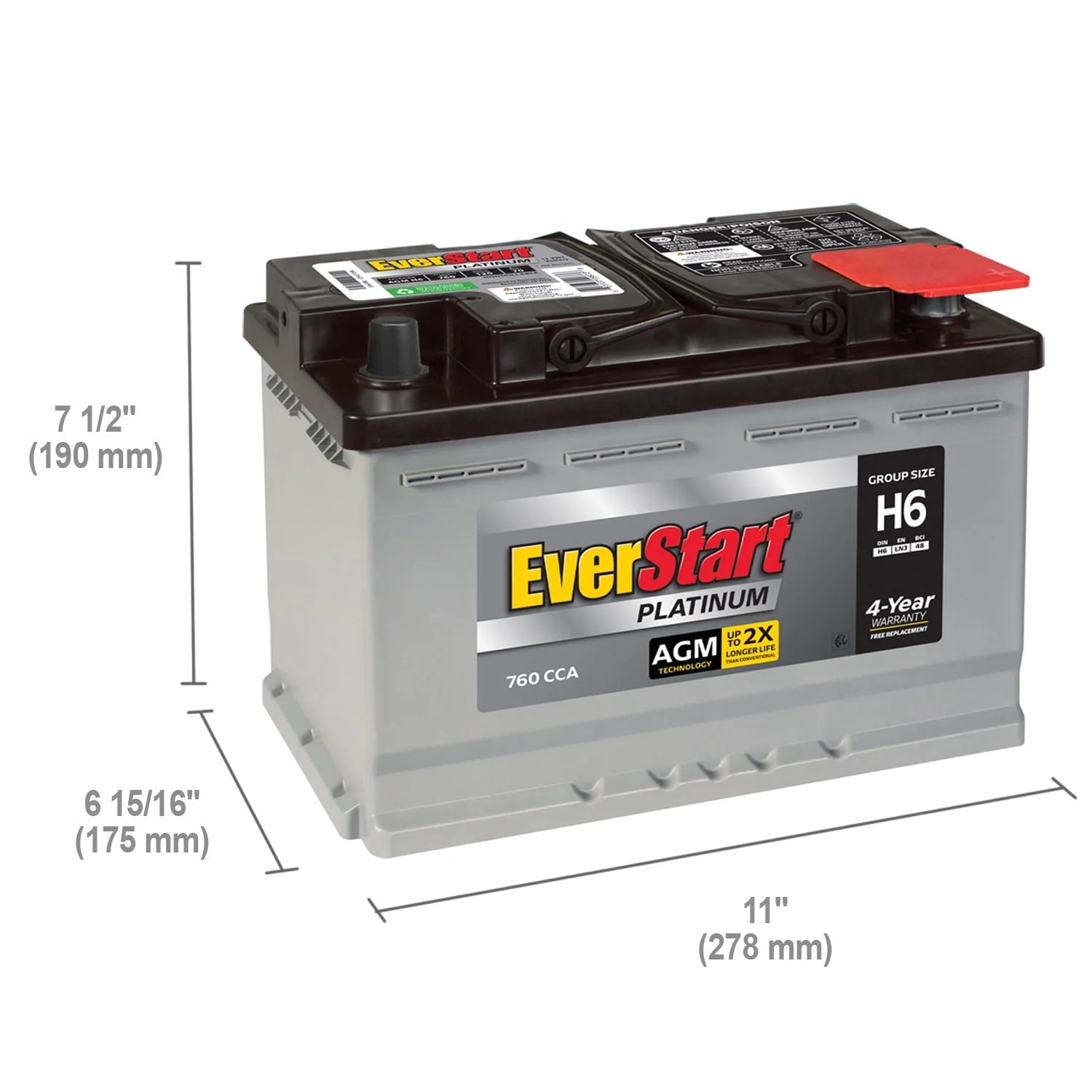 Group Size H6 12 Volt 760 CCA Automotive Battery K824