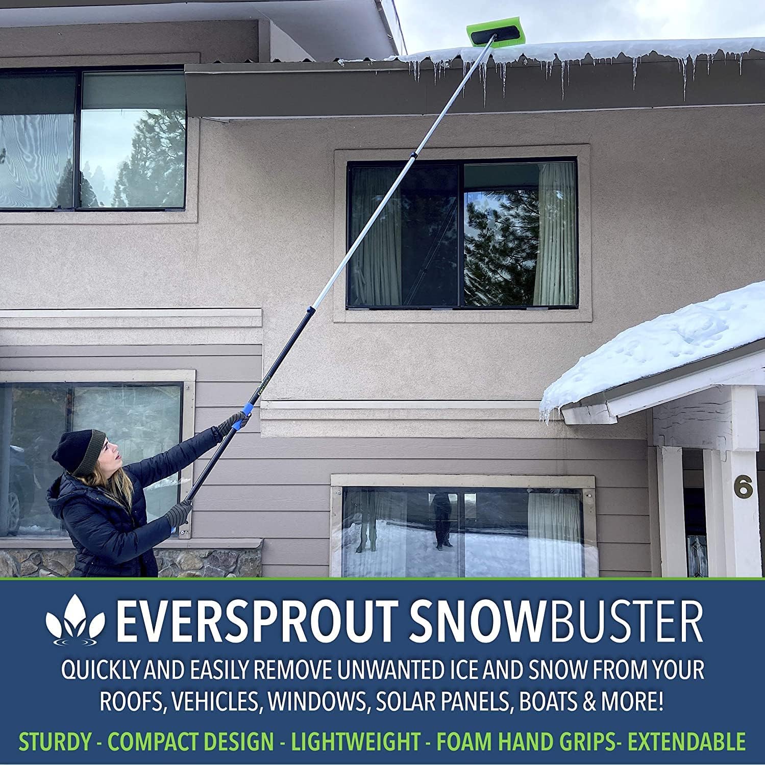Pre-Assembled Extendable Roof Rake, Lightweight Aluminum, Pack of 2 G722880