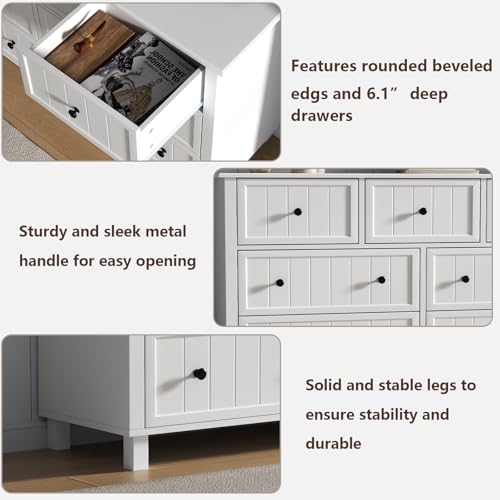 White 7 Drawer Dresser J1166